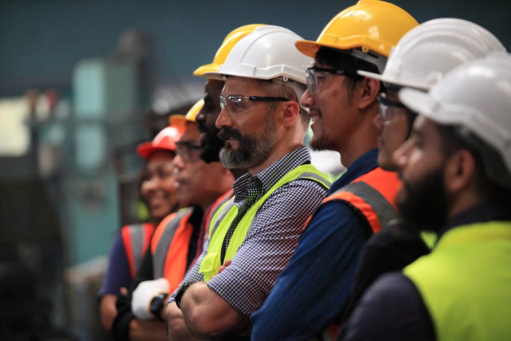 Employees at a plant