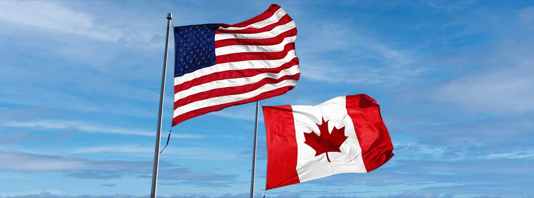 U.S. and Canadian flags